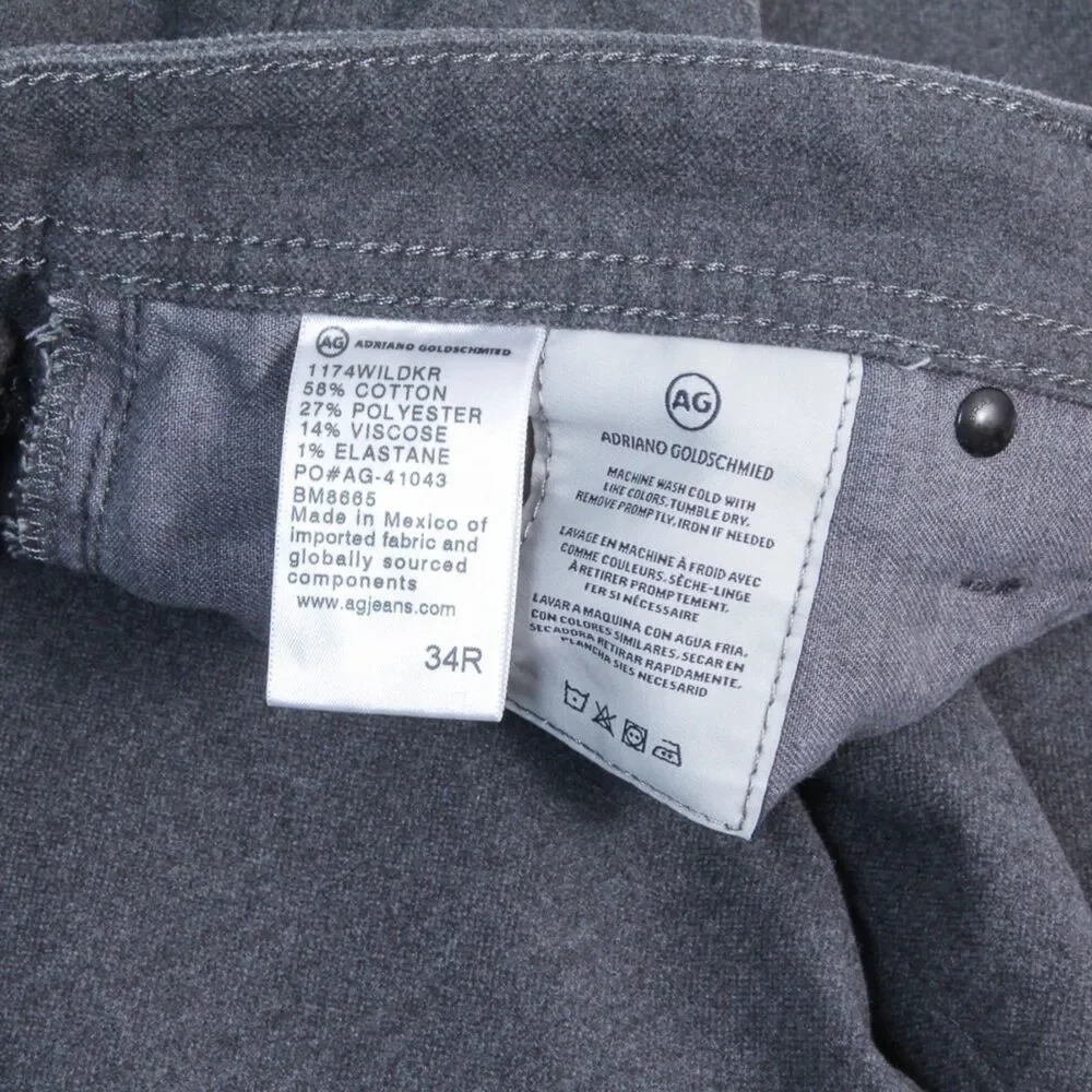 Adriano Goldschmied Mens Graduate Tailored Fit Charcoal Gray Chinos/Pants, 34W - Picture 8 of 8